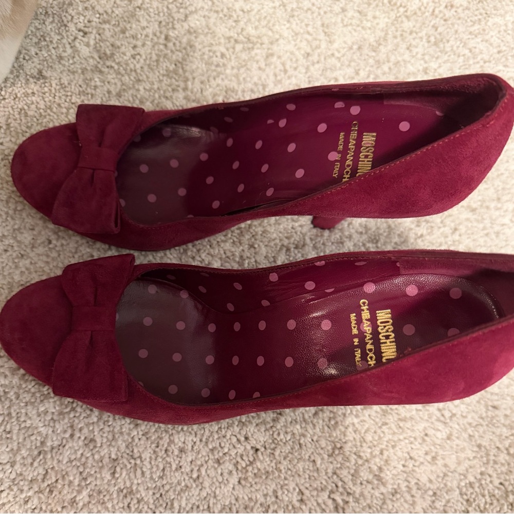 Vintage Moschino Women’s Deep Burgundy Suede Bow Heels